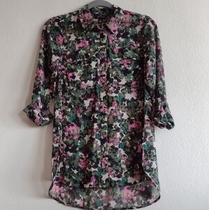 Floral Sheer Boho Blouse Size XS